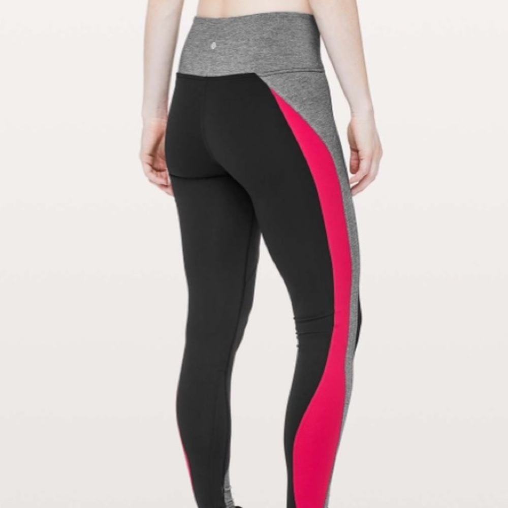 Lululemon Leggings Get Going Train Tight Black Heathered Red